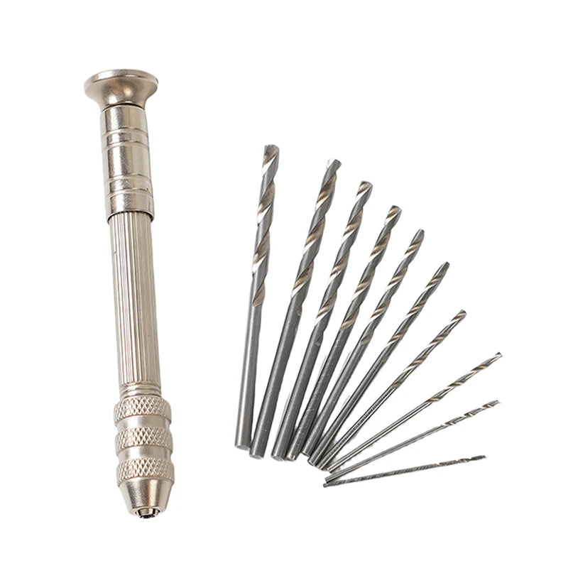 11Pcs/Set 0.8-3.0mm Mini Hand Drill Drilling Rotary Tool Manual Twist Drill Bit Watchmaker Pin Vice Watch Repair Woodwork Tools Qme