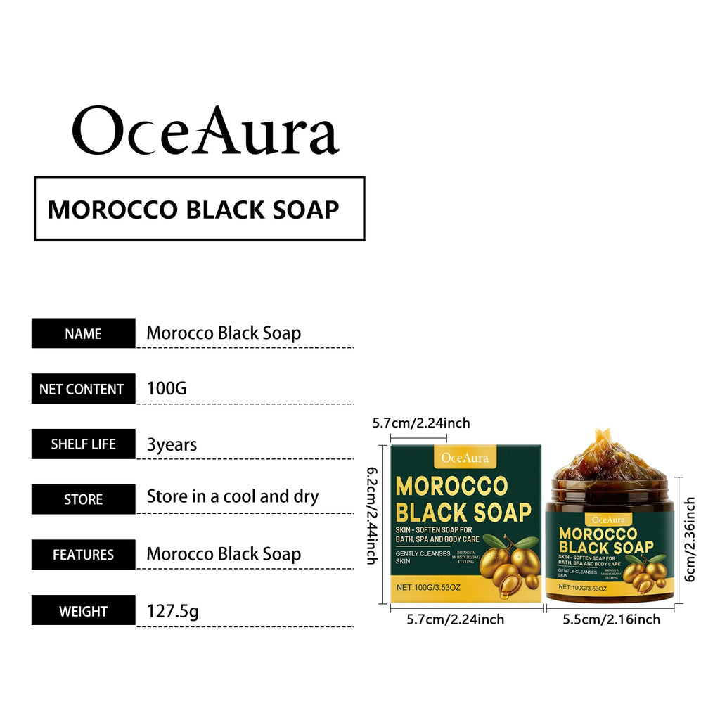Oceaura Morocco Black Soap Bath Spa Body Care Gentle Cleansing Deep Qme