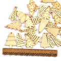 25pcs 5x3cm Unfinished Christmas Tree Wood Pieces Hanging Pendant DIY Handmade Crafts Xms Oranments Party Home Decoration c4116 Qme mixed 25pcs