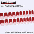 20Tips Leopard Pattern Semi-cured Gel Nail Strips French White Polish Qme NC250101