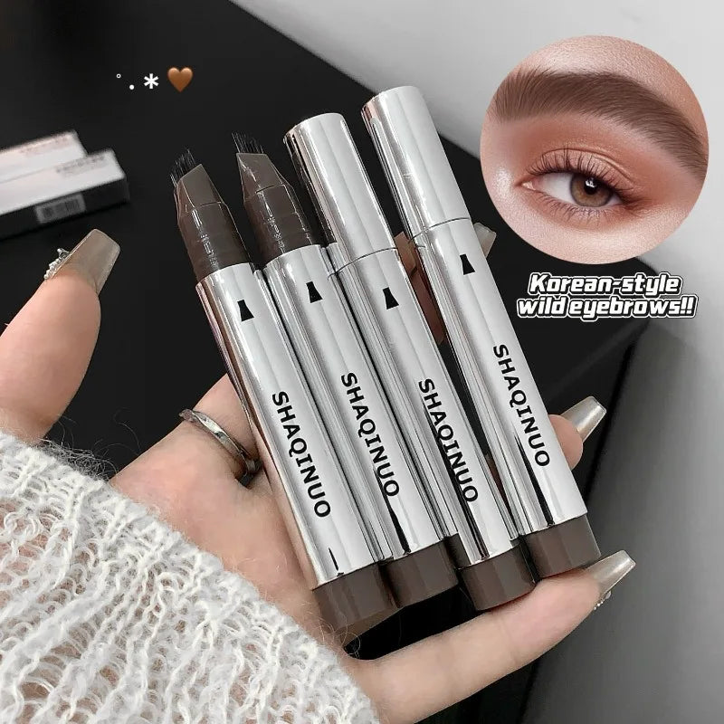 Eyebrow Pen Waterproof, Multi-Tip Design for Hair-Like Strokes, Natural Wild Brows Makeup, Smudge-Proof & Long Wearing, 2 Colors Qme