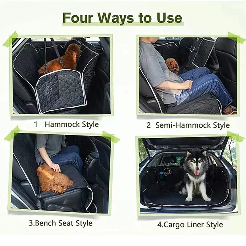 Dog car seat cover with mesh window and storage bag, durable and scratch resistant car hammock, suitable for cars/trucks/SUVs Qme