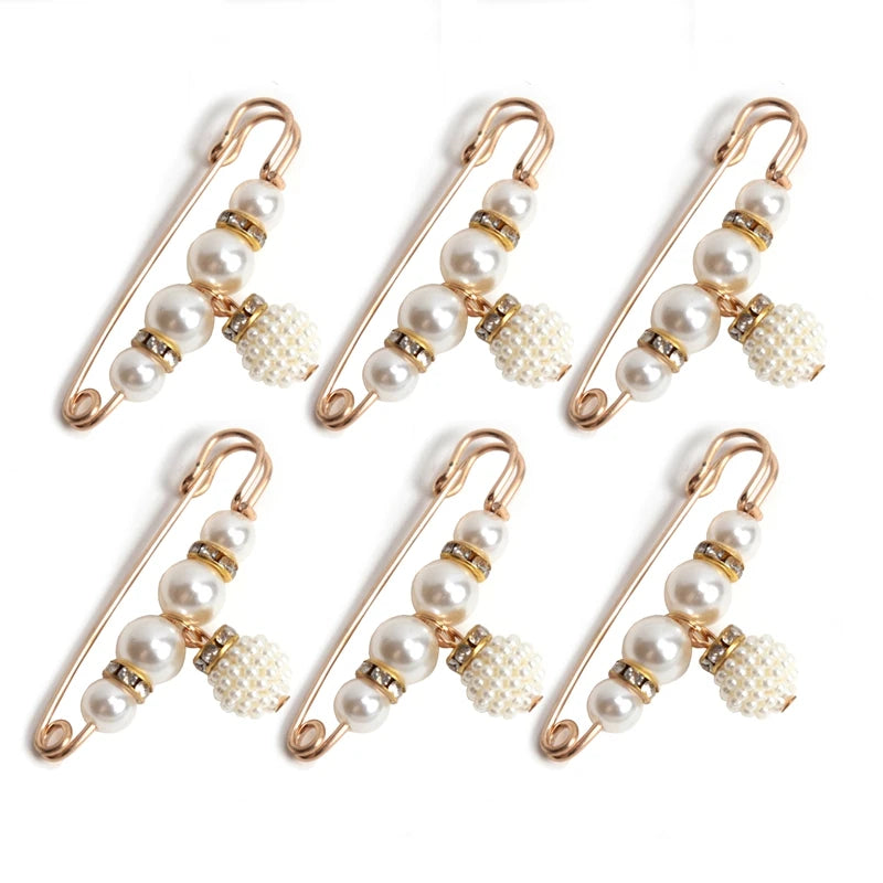 Women Fashion Pearl Brooch Waist Cinching Adjustable Skirt Anti-slip Qme A4