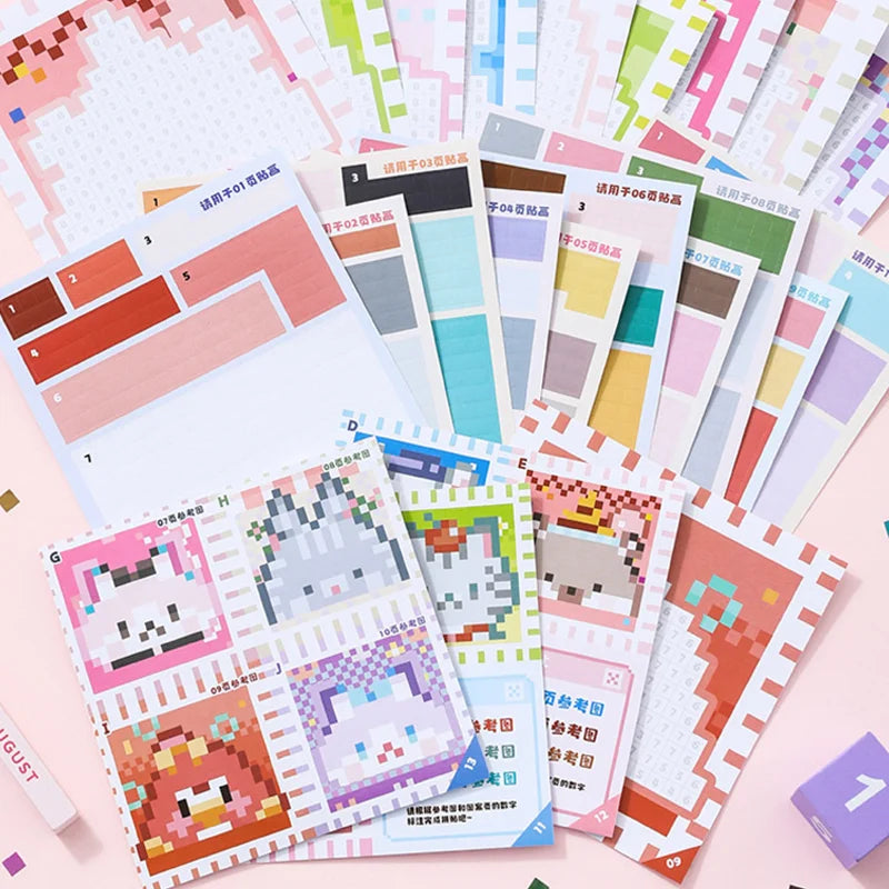 23 Sheets/Bag Adorable Pixel Art Pet Themed Collage Stickers for DIY Scrapbooking Phone Case Decoration Reward Sticker Pack Qme