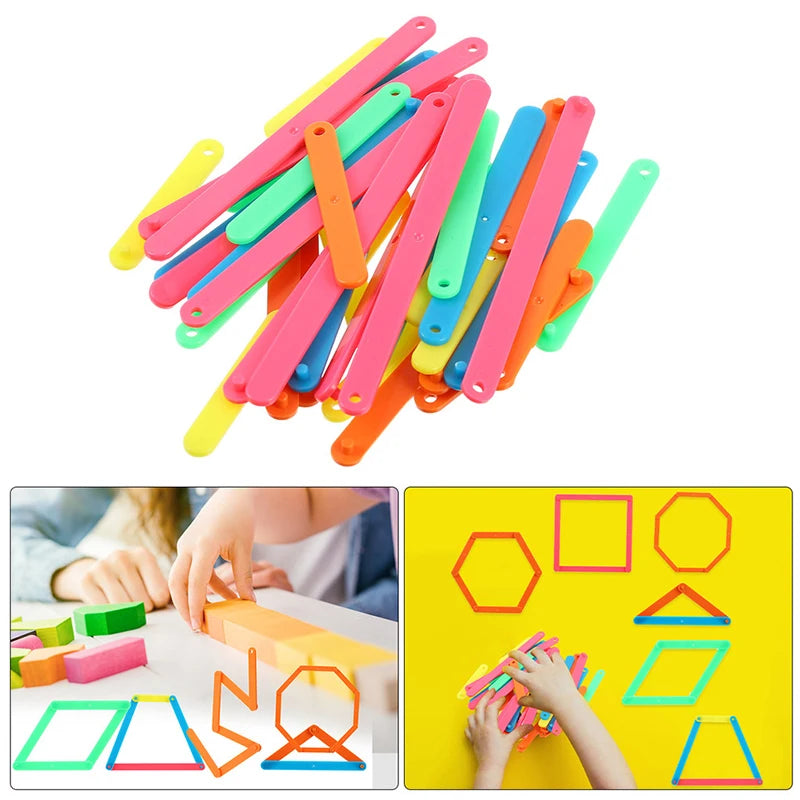 10 20 Montessori Math Learning Toy Colorful Interlocking Polygon Bars Qme