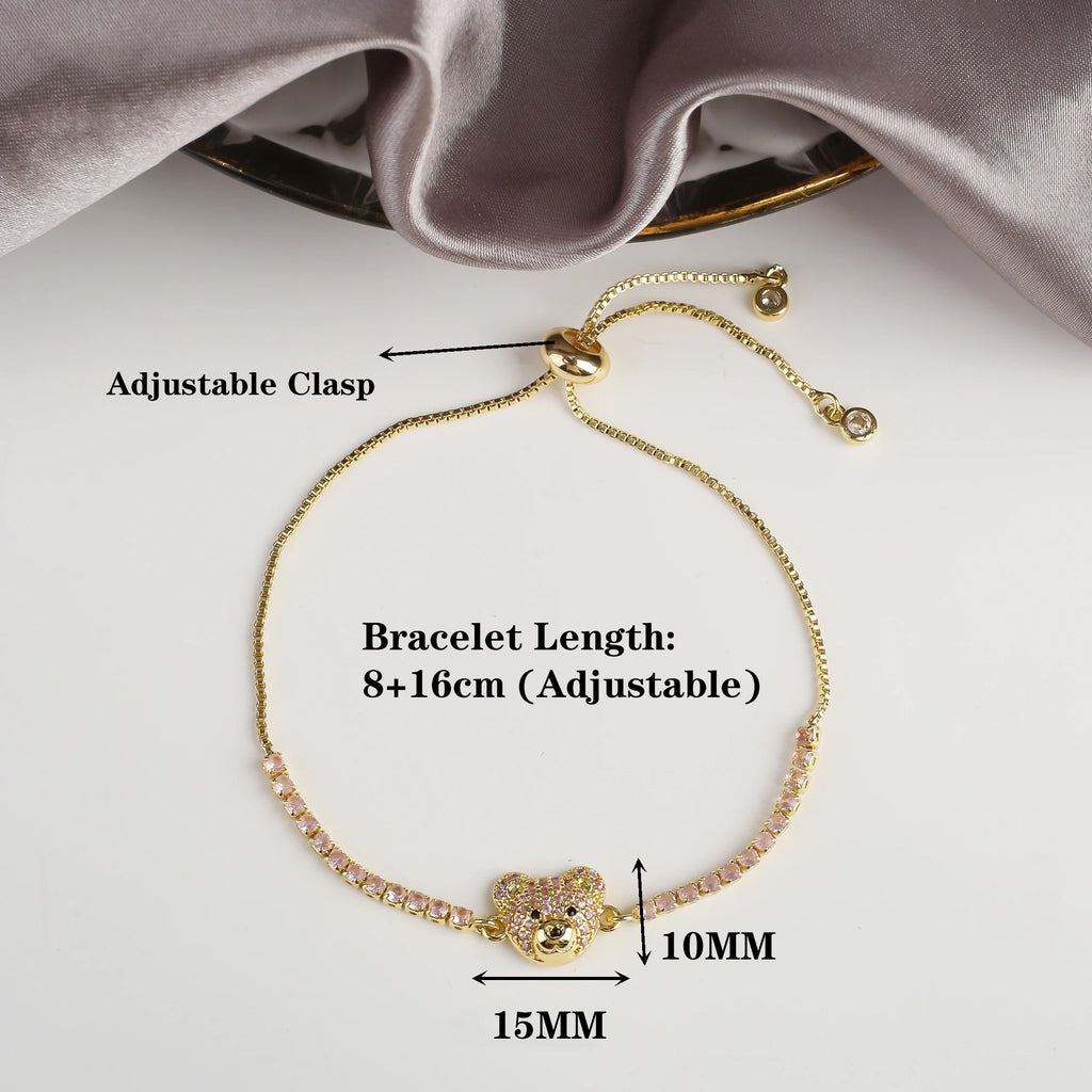 New 6 Colors Cute Zirconia Bear Bracelet Classic Animal Crystal Chain Bracelet Charm For Woman Girl Jewelry Gift Free Shipping Qme