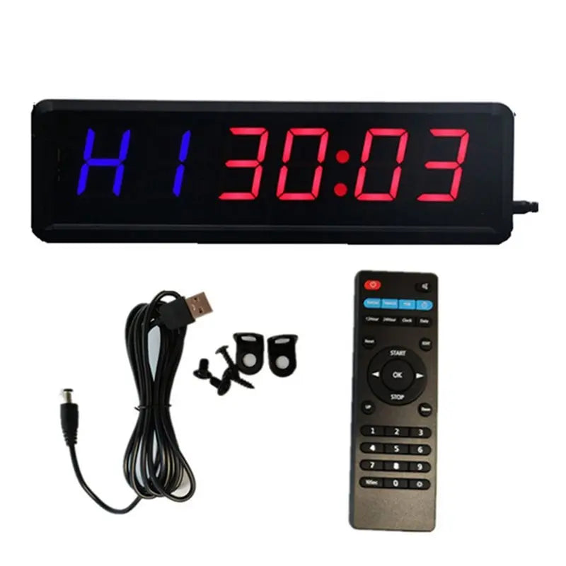 A02F-LED Timer Remote Control Programmable Garage Timer Interval Timer Sports Training Clock Gym Timer Qme black
