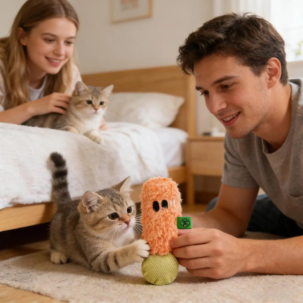 Squeaky Cat Toys Catnip Pet Interactive Puzzles Plush Squeak Toy Qme