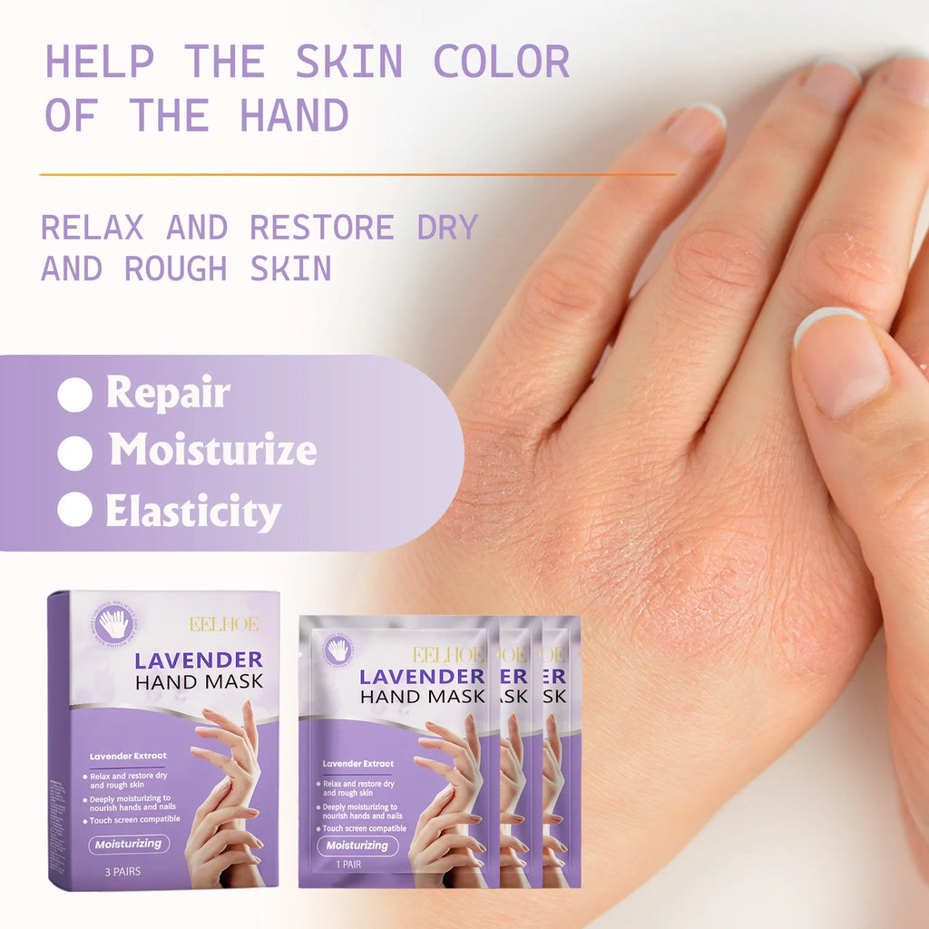 Lavender Moisturizing Hand Mask Nourishing Exfoliating Remove Dead Skin Brightening Niacinamide Hand Care for Soft Smooth Skin Qme