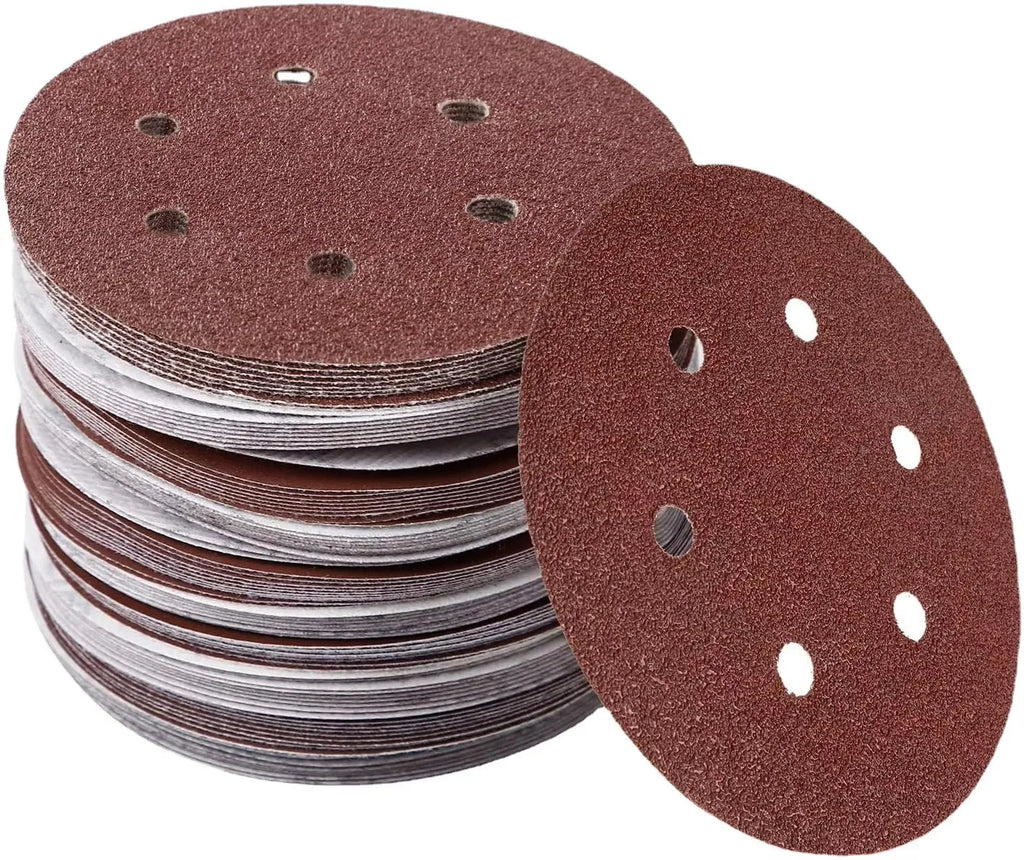 10 pieces 6 inch 6 hole 150MM sanding sheet 60-600gravel flocking sandpaper track sander hook ring sandpaper Qme