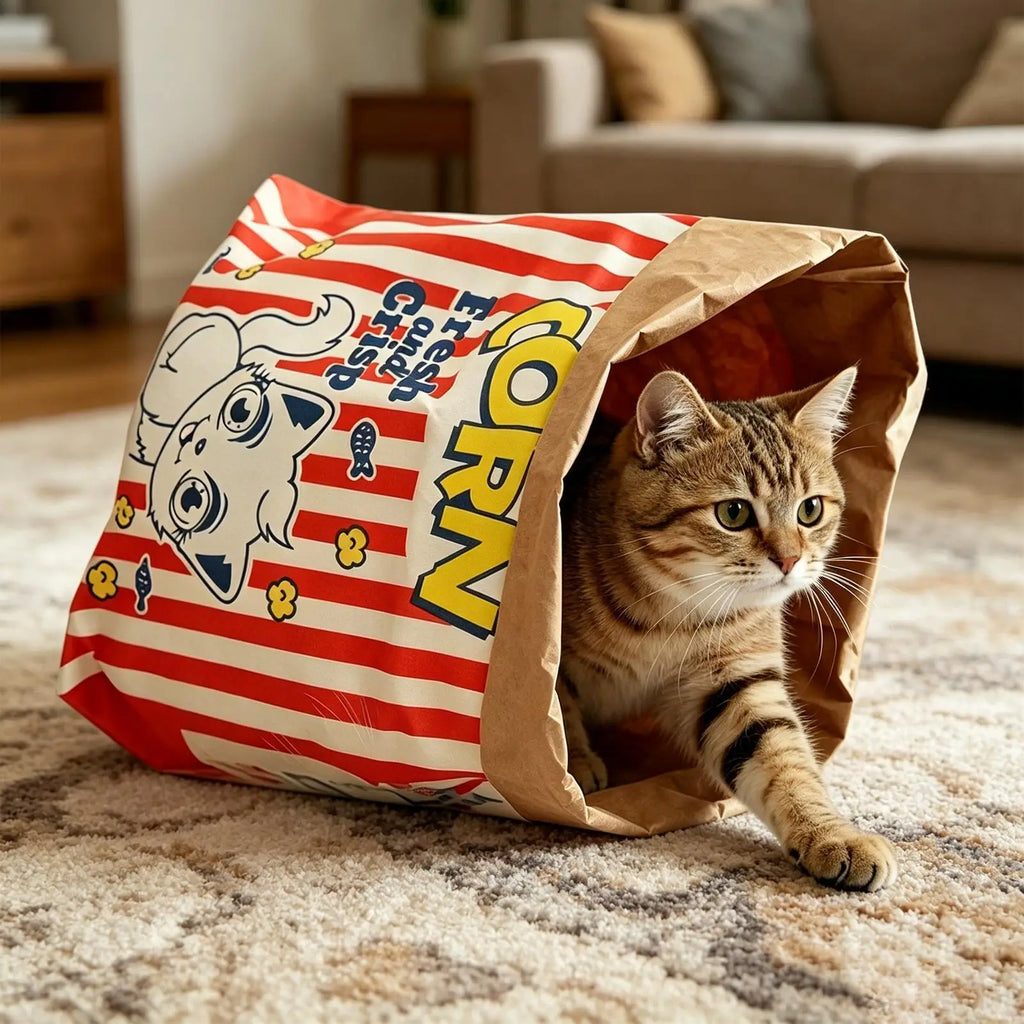 Crinkle Cat Bag Interactive Foldable Crinkle Sack Cartoon Paper Box Bags for Kitten Small Dogs Outdoor Travel Car Camping Desk Qme
