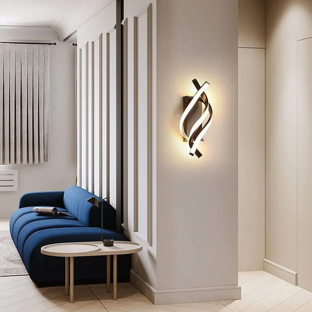 Modern LED Wall Lamp Home Decoration Line Bedroom Bedside Corridor Living Room Backgroud Black White Lighting Lustre Wall Sconc Qme