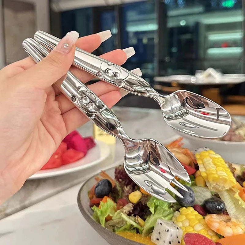 Stainless Steel Round Spoon Net Red Golden Dinner Long Handle Qme