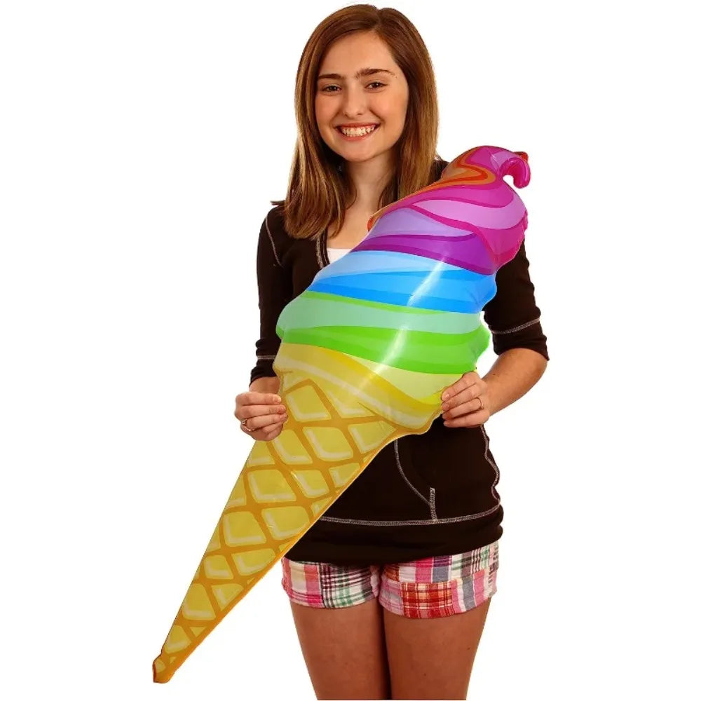 Giant Inflatable Rainbow Ice Cream Cone Inflates for Summer Party Swimming Pool Beach Food Toys Birthday Outdoor Decorations Qme