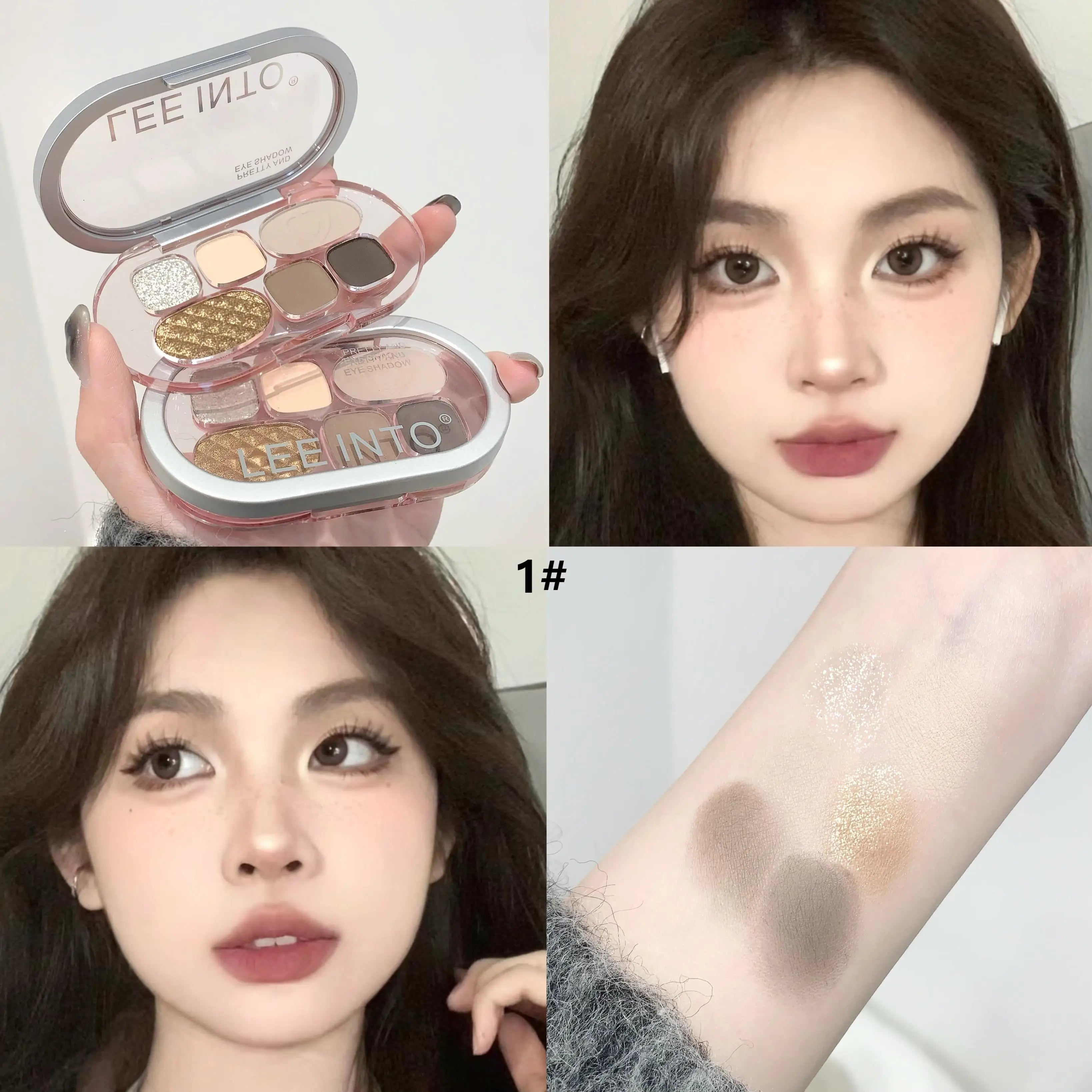 LEE INTO 6-color Eyeshadow Palette Matte Glitter Long-lasting Good Qme GL6877-1
