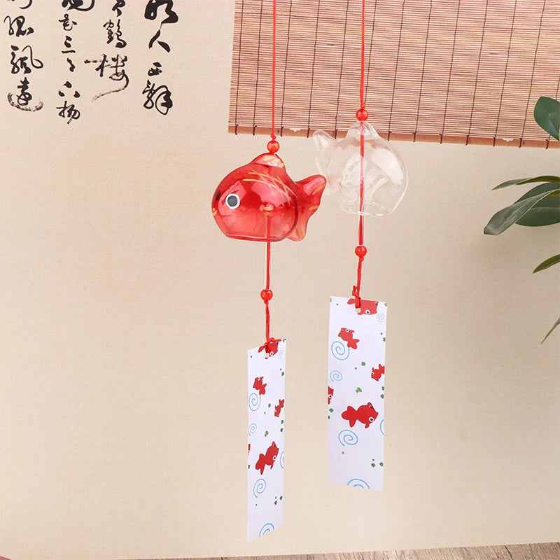 Wind Chime Chimes Japanese Glass S Goldfish Garden Hanging Outdoor Qme