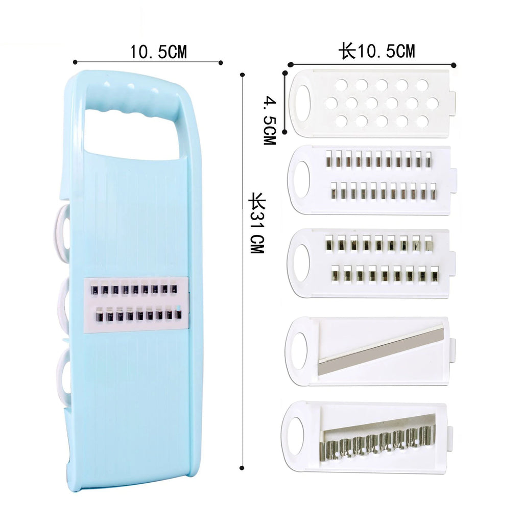 1 Multifunctional Vegetable Fruit Slicer Potato Household Food Qme 6pcs set-blue