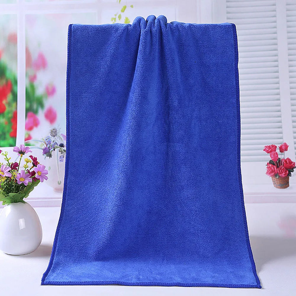 1PC Towel Shower Absorbent Superfine Fiber Soft Comfortable Towel Solid Color Soft, Absorbent And Breathable Bath Towel Qme Blue