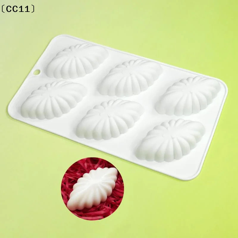 6 Cavity Shell Design Pudding Silicone Mousse Mould 3D Candy Qme