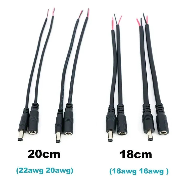 30PCS DC Power Cable 5.5*2.1mm Male Female Connectors for Surveillance LED Strip Light Plug Power Supply Accessory Qme