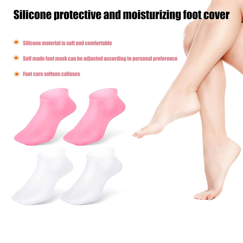 1Pair Silicone Socks Moisturizing Gel Sock Exfoliating Foot Spa Qme