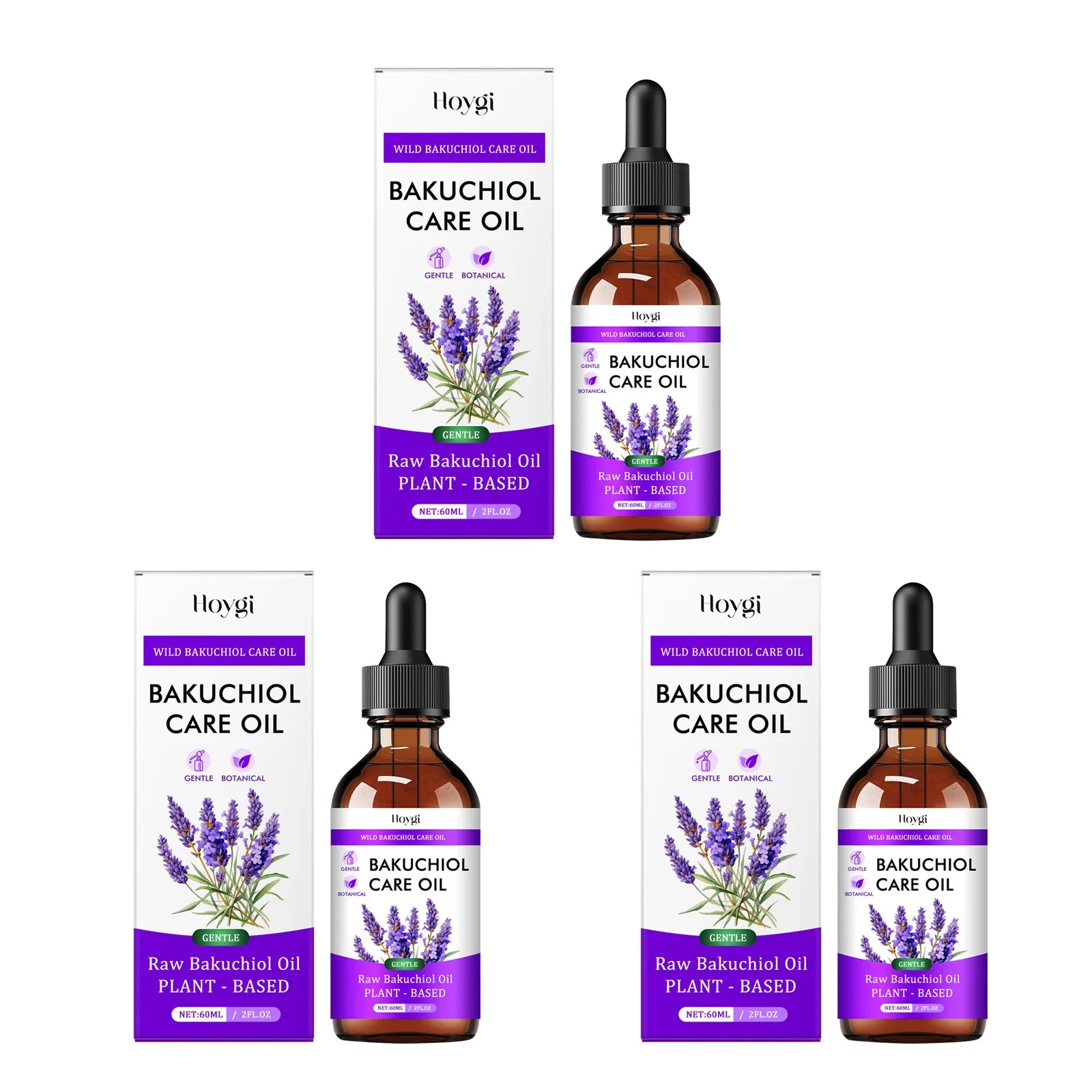Bakuchiol Essectial Oil Relaxing Fade Fine Lines Brightening Skin Smoothing Facial Body Skin Care Nourish for Sensitive Skin Qme 3 x 60ml Boxed