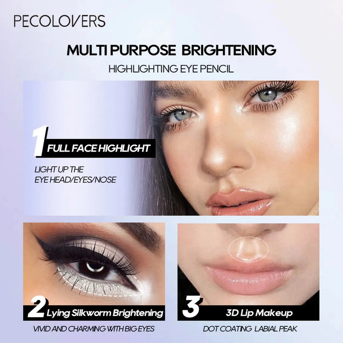 Long-lasting Brightening Highlighter Sparkling Eye Corner Lying Silk Qme