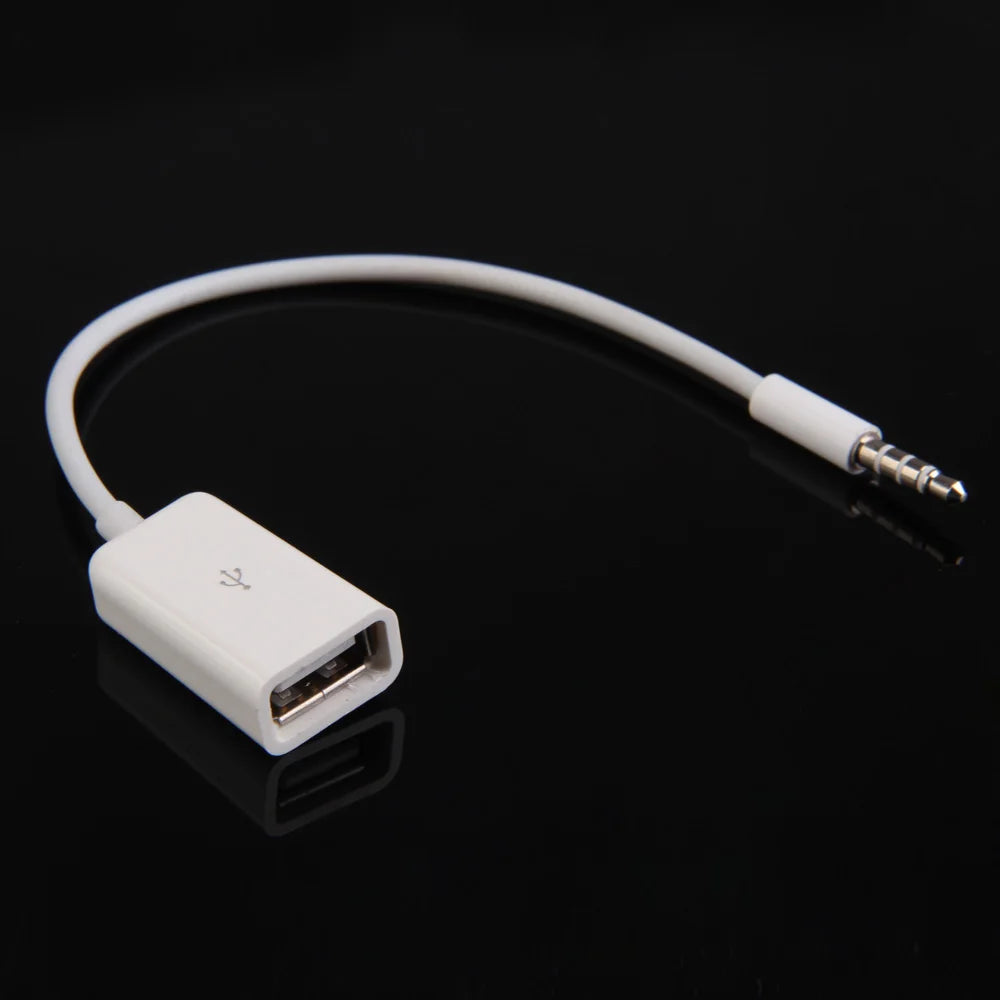3.5mm AUX To USB 2.0 Headphone Cable AUX Audio Jack To USB 2.0 Female Converter Cable for Vehicular Audio Qme 1pc