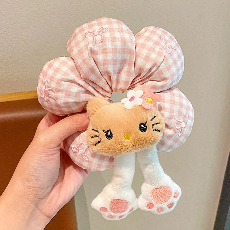 Hello Kitty Kuromi Flower-print Hair Tie Cute Bun Accessory Versatile Qme