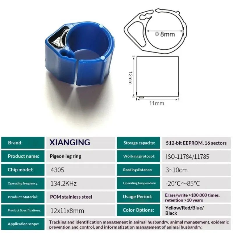 Efficient RFID Pigeon Tags 134 2KHZ EM4305 Chip Racing Foot Bands Qme