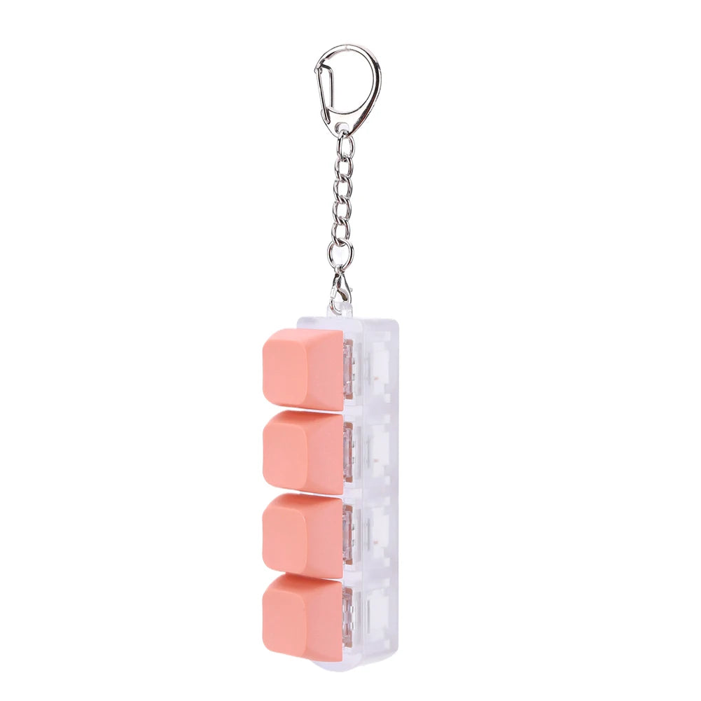 Keyboard Key Toy 4 Keys Button Keycap Fidget Keychain Keyboard Clicker Toy Keyboard Cube Toy for Adult Gifts To Relief Pass Time Qme Orange