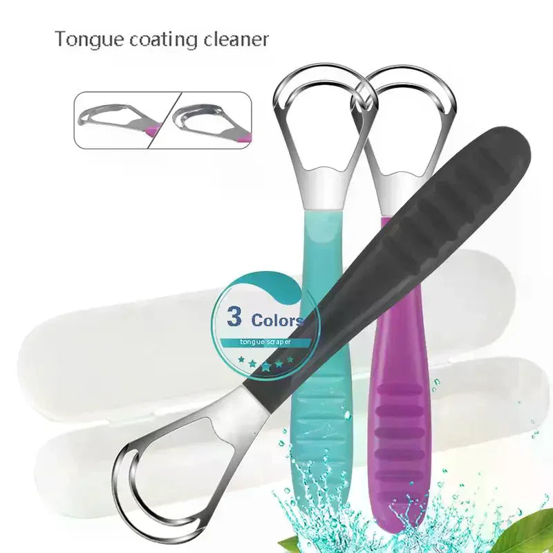 Stainless Steel Tongue Scraper Coating Cleaner Brush Oral Tool Fresh Qme