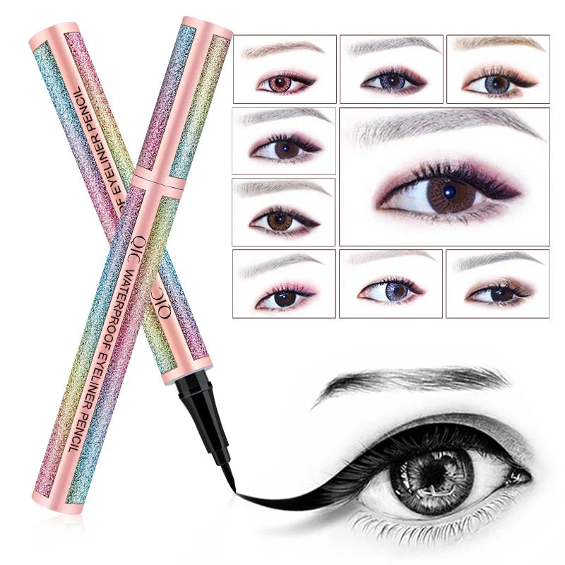 Starry Sky Black Liquid Eyeliner Pen Waterproof Quick Dry Smudge Proof Ultra Fine Tip Long Lasting For Beginners Eye Makeup Qme