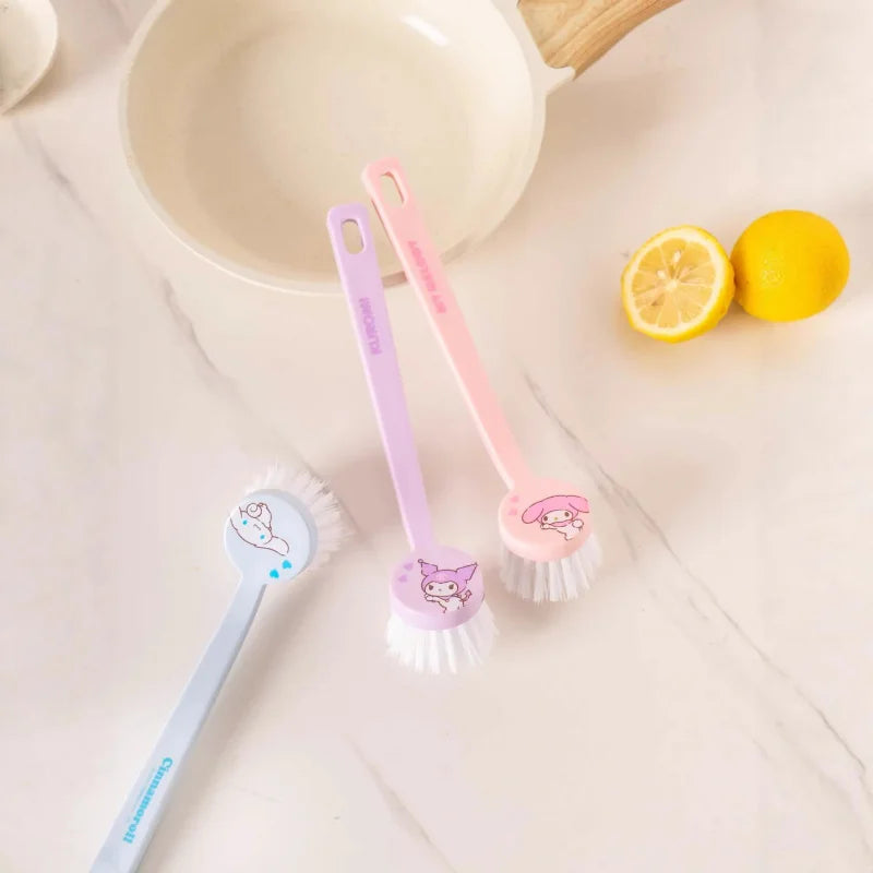 Hello Kitty Kuromi Kitchen Pot Scrubber Dishwashing Wonder Soft-Bristled Long-Handled Pot Scrubber for Home Use Qme