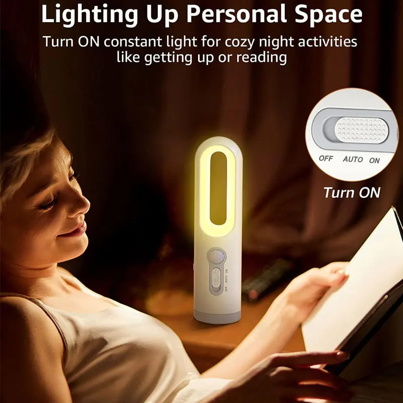 Portable 2 in 1 Flashlight Motion Sensor Night Light Bedroom Bathroom Reading Camping Lighting Baby Feeding Eye Care Bedside Lam Qme