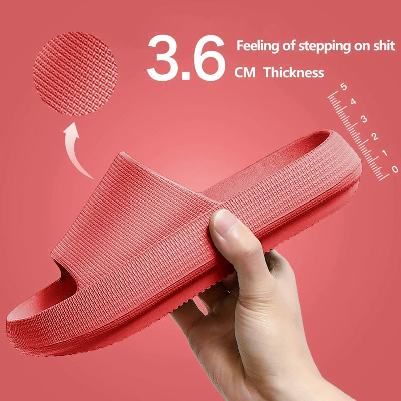 New Thick Platform Pillow Bathroom Home Slippers Women Fashion Soft Sole EVA Indoor Slides Sandals Summer Non-slip Flip Flops Qme