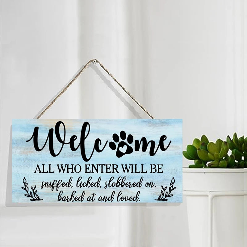 Rustic Welcome Wall Hanging Decor Wood Art Plaques Sign Door Sign for Home Living Room Front Door Decor Qme
