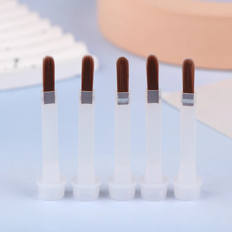 5 10 Disposable Nail Polish Brushes Brown Bristles Applicator Bottles Qme