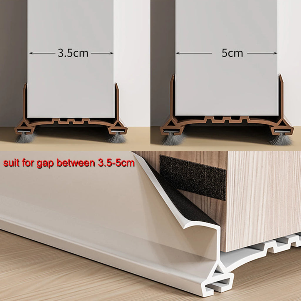 Under Door Seal Strip with Brush Self Adhesive Weather Stripping Door Draft Stopper Against Dust Cold Heat Noise Door Stopper Qme