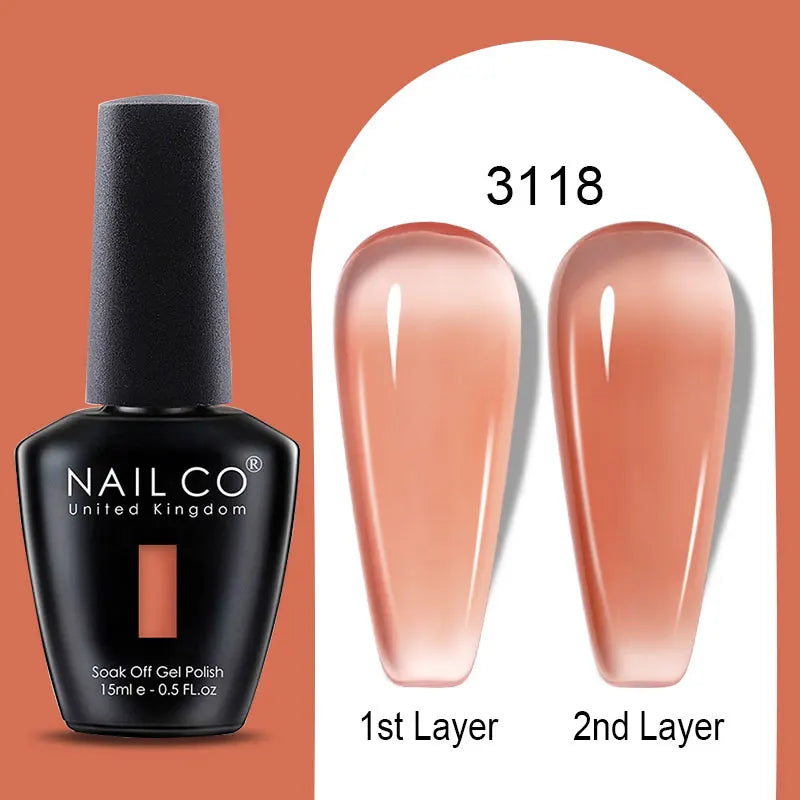 NAILCO Rubber Base Gel Polish Milky Pink Jelly White Beige 6Colors