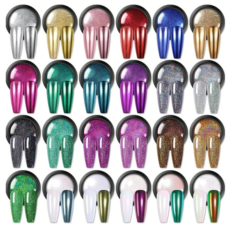 24-Color Plating Magic Mirror Nail Powder DIY Art Artistic Charm Qme 02