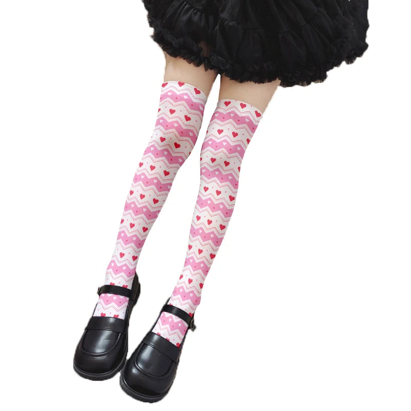 Cute Sweet Loli Stockings Fashion 3d Printing Striped Love Kawaii Qme style11 One Size