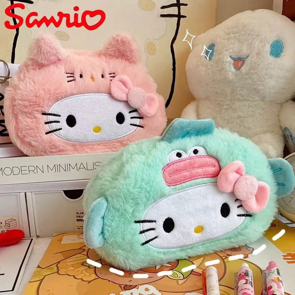 Sanrio KT Cat Plush Pencil Case High-value Cross Dressing Beaver Qme