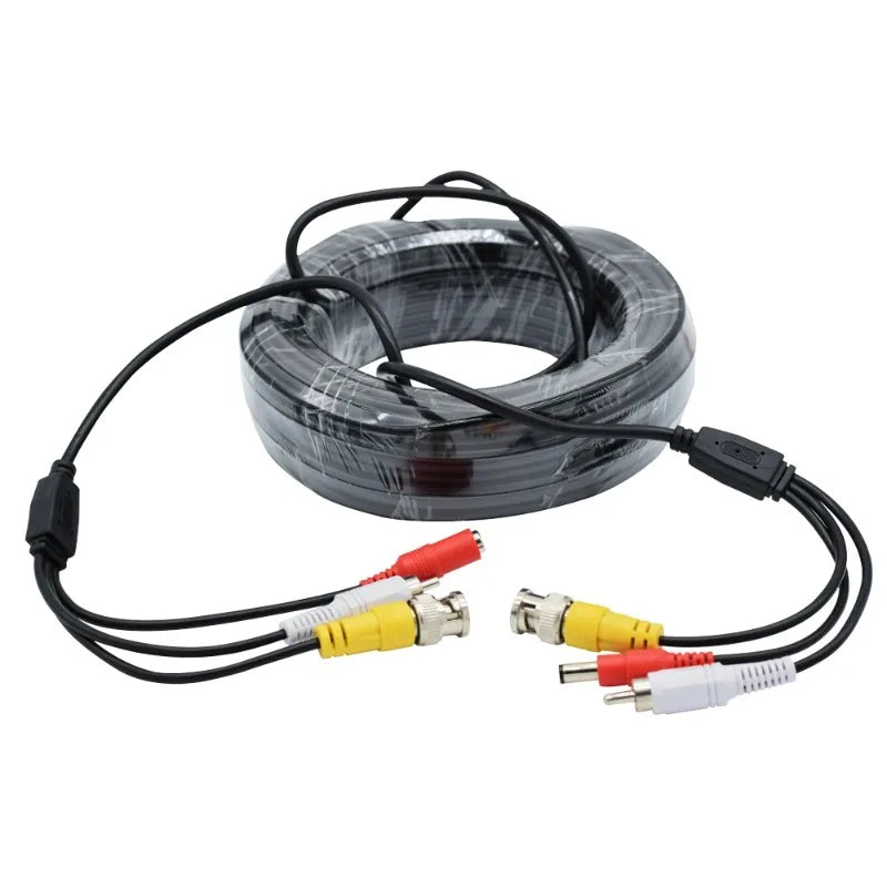 1PCS Surveillance Camera Audio Power Integrated Cable RCA+DC Pickup Extension Cable 2-in-1 AV Composite Cable Qme