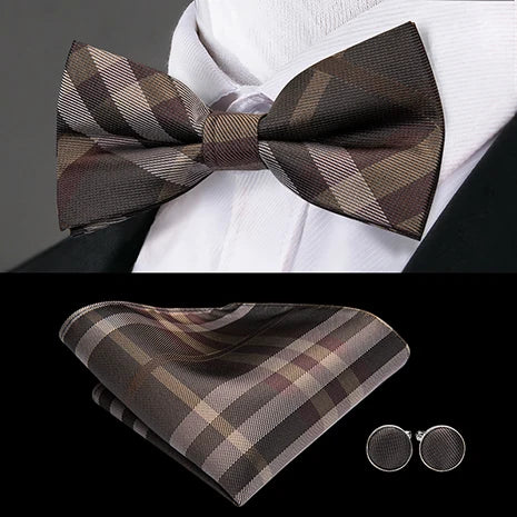 Hi-tie Classic Bow Ties Men Silk Butterfly Pre-tied Male Bowtie