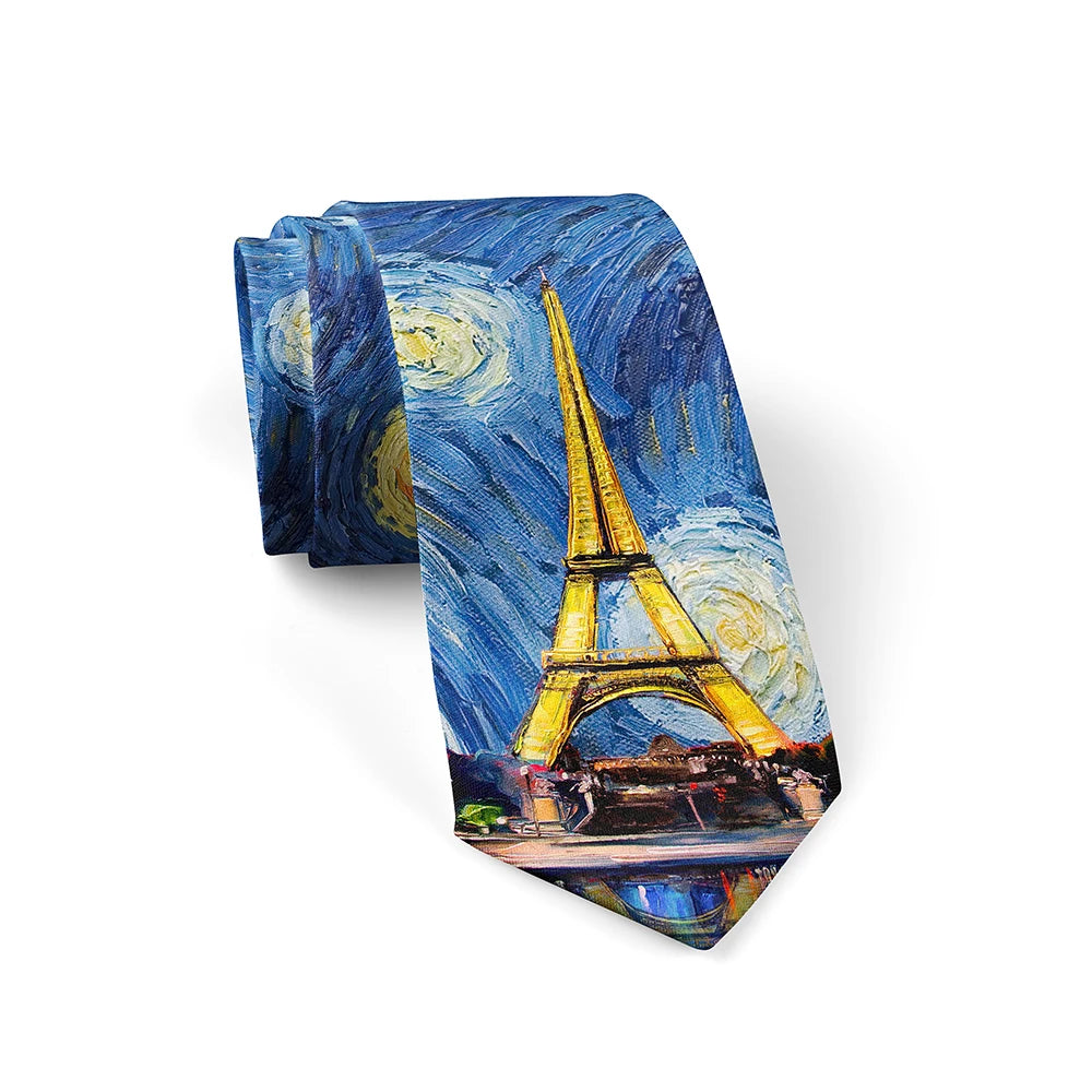 3d Printed Oil Painting Tie Men's Fun Fashion Business Wedding Party Qme style4 China Mainland