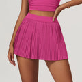 A Organ Pleated Tennis Skirt for Women Fake Two-piece Anti-exposed Sports Fitness Badminton Skirt Golf Skirt Summer Suit Qme Magenta L