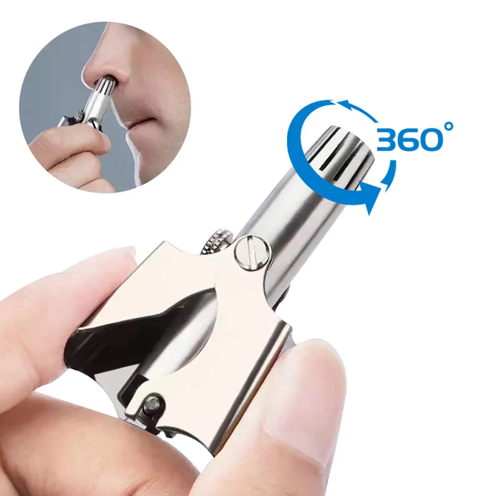Portable Stainless Steel Manual Nose Ear Hair Trimmer Hair Remover Waterproof Washable Easy Clean Travel Grooming Tool For Men Qme