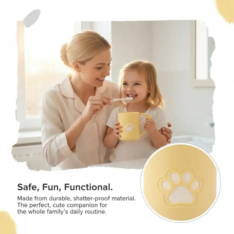 Cute Cartoon Cat Paw Couples Plastic Mouthwash Toothbrush Cup Handle Qme