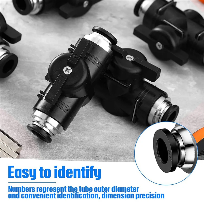 A02F-10X Pneumatic Ball Valve Push To Connect Fittings Ball Valve Air Flow Control Valve Air Fittings Straight Quick Connect Qme